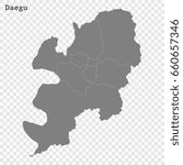 High Quality map of Daegu is a Metropolitan city of South Korea, with borders of the counties