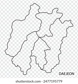 High Quality map of Daejeon is a Metropolitan City The Republic of Korea, with borders of the regions. Map of Daejeon  for your web site design, app, UI. EPS10.