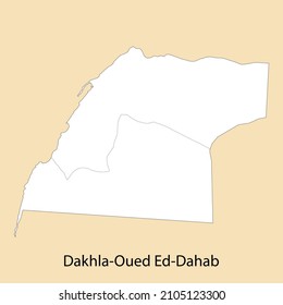 High Quality map of Dakhla-Oued Ed-Dahab is a province of Morocco, with borders of the districts