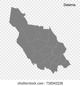 High Quality map of Dalarna is a county of Sweden, with borders of the Municipalities