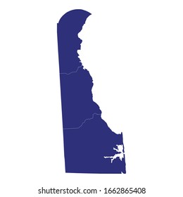 High Quality map of Delaware is a state of United States of America with borders of the counties