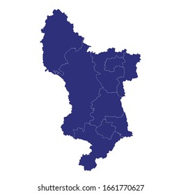 High Quality map of Derbyshire is a ceremonial county of England, with borders of the counties