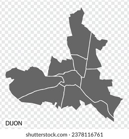 High Quality map of  Dijon is a city  The France, with borders of the regions. Map Dijon of  Bourgogne-Franche-Comte your web site design, app, UI. EPS10.