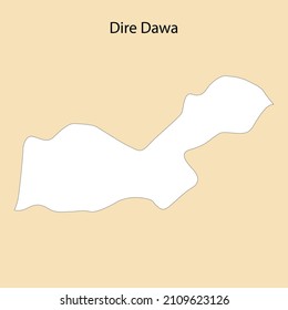 High Quality map of Dire Dawa is a region of Ethiopia, with borders of the districts