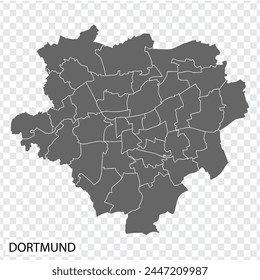 High Quality map of Dortmund is a city  The Germany, with borders of the districts. Map of Dortmund for your web site design, app, UI. EPS10.