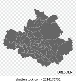 High Quality map of Dresden is a city  The Germany, with borders of the districts. Map Dresden for Saxony your web site design, app, UI. EPS10.