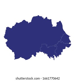 High Quality map of Durham is a ceremonial county of England, with borders of the counties