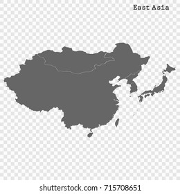 High quality map of the East Asia with borders of the countries