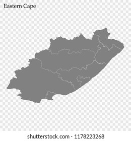 High Quality map of Eastern Cape is a province of South Africa, with borders of the districts