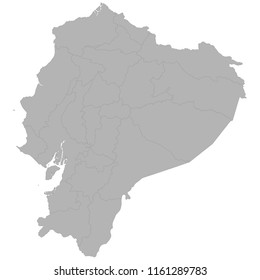 High quality map of Ecuador with borders of the regions on white background
