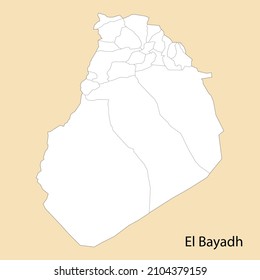 High Quality map of El Bayadh is a province of Algeria, with borders of the districts