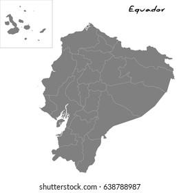 High quality map of Equador with borders of the regions