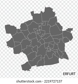 High Quality map of Erfurt is a city  The Germany, with borders of the districts. Map of Erfurt for your web site design, app, UI. EPS10.