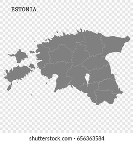 High quality map of Estonia with borders of the regions or counties 