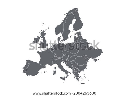 High quality map Europe with borders of regions
