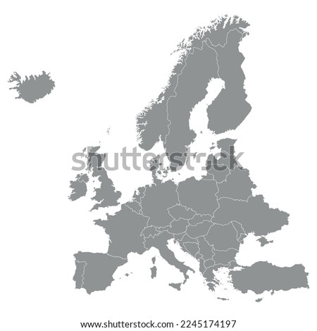 High quality map of Europe with borders of the regions. Vector illustration 10 EPS.