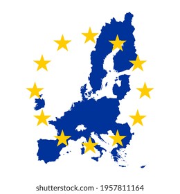 High quality map of Europe with flag on white background
