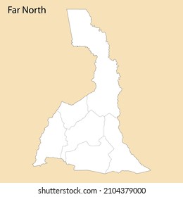 High Quality map of Far North is a province of Cameroon, with borders of the districts