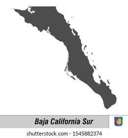 High quality map with flag state of Mexico - Baja California Sur