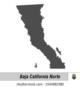 High quality map with flag state of Mexico - Baja California Norte