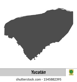 High quality map with flag state of Mexico - Yucatan