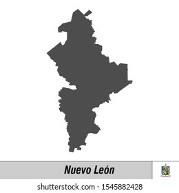 High quality map with flag state of Mexico - Nuevo Leon