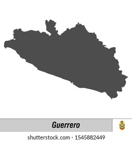 High quality map with flag state of Mexico - Guerrero