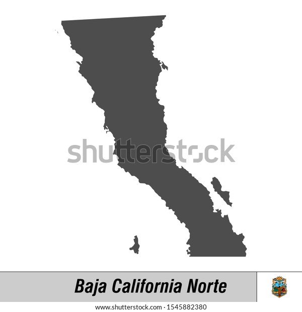 High quality map with flag state of Mexico - Baja California Norte