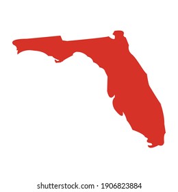 High Quality map of Florida is a state of United States of America, Florida state outline, US state shape map vector, High detailed red vector map, Florida, EPS Illustration.