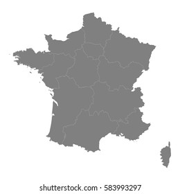 High quality map of France with borders of the regions