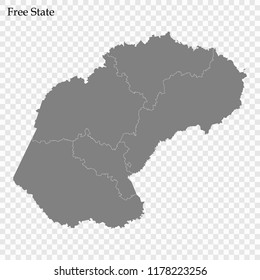High Quality map of Free State is a province of South Africa, with borders of the districts
