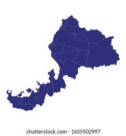 High Quality map of Fukui is a prefecture of Japan with borders of the districts