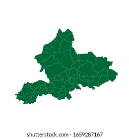 High Quality map of Gelderland is a province of Netherlands, with borders of the Municipalities