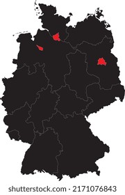 High quality map of Germany with Berlin Hamburg and Bremen isolated.