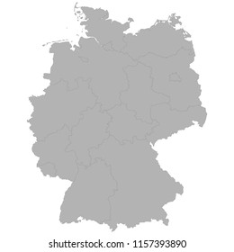 High quality map of Germany with borders of the regions on white background