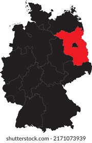 High quality map of Germany with Brandenburg isolated.