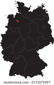 Mapa de alta calidad de Alemania con Bremen aislado.