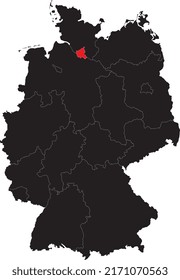 High quality map of Germany with Hamburg isolated.
