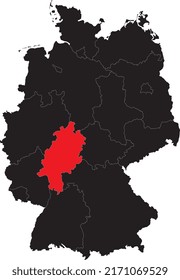 High quality map of Germany with Hessen isolated.