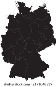 High quality map of Germany with region borders.