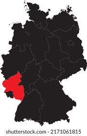 High quality map of Germany with Rheinland Pfalz isolated.