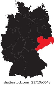 High quality map of Germany with Saxony isloated.