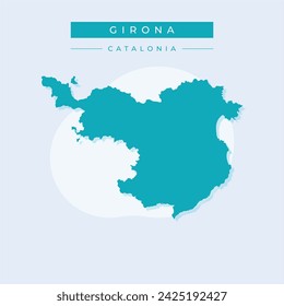 High Quality map of Girona is a province of Spain, with borders of the municipalities