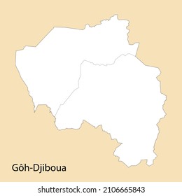 High Quality map of Goh-Djiboua is a region of Ivory Coast, with borders of the districts