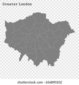 High Quality map of Greater London is a ceremonial county of England, with borders of the counties