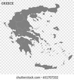 High quality map of Greece with borders of the regions or counties