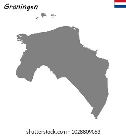 High Quality map of Groningen is a province of Netherlands