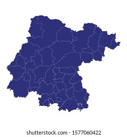 High Quality map of Guanajuato is a state of Mexico, with borders of the municipalities