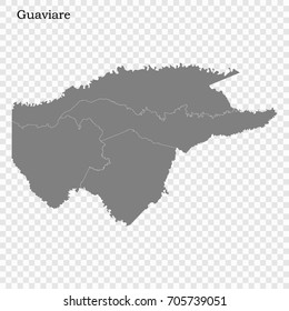 High Quality map of Guaviare is a Department of Colombia with borders of the Municipalities