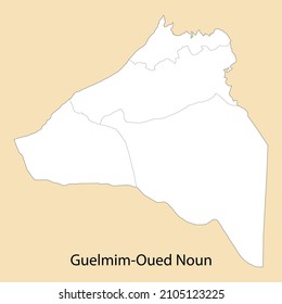 High Quality map of Guelmim-Oued Noun is a province of Morocco, with borders of the districts